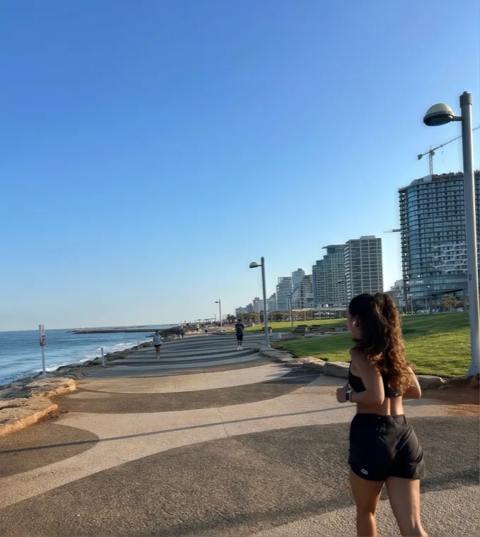 A friend on a seaside promenade.